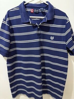 Item 061526A
Navy and White Striped Crewneck Polo Shirt